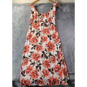 Old Navy Womens Babydoll Maxi Dress Small White Orange Floral Empire Waist Boho